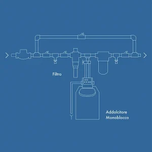 IMPIANTO COMPLETO: ACQUA DURA Filtro a rete + Addolcitore cabinato + Dosatore Idrodinamico di polifosfato